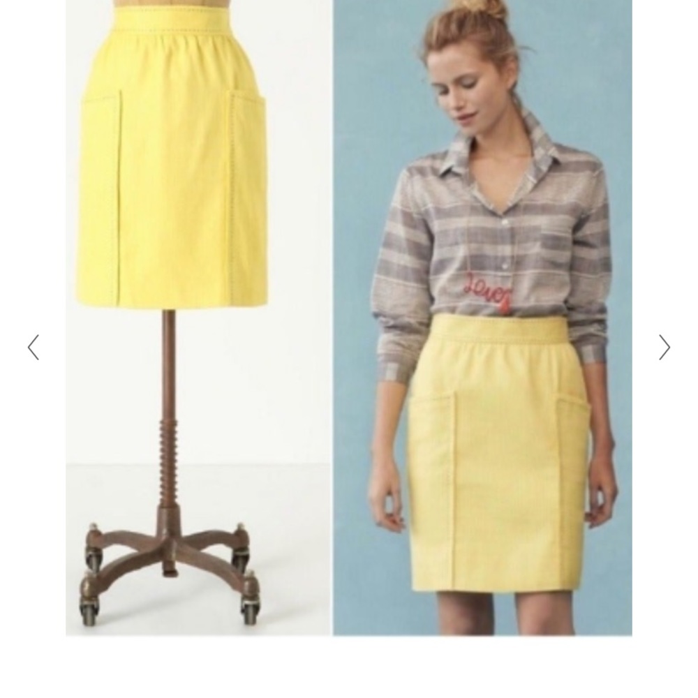 Anthropologie Yellow Skirt Size 10 NWOT